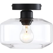 DESIGNERS FOUNTAIN Semi Flush Mount Ceiling Light, 8.75 Inch Clear Glass Lighting Fixture for Kitchen, Bedroom, Bathroom, and Hallway, Matte Black, D335M-SF-MB