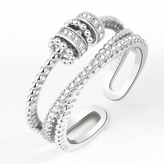 DESIGNIC Sterling Silver Rings ,Classic Design Jewelry Rings,Fusion of Nature and Fashion Rings for Women,Silver