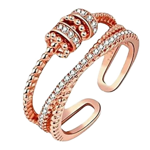 DESIGNIC Sterling Silver Rings ,Endless Styling Possibilities Jewelry Rings,Sleek Modern Design Design Rings for Women,Rosegold