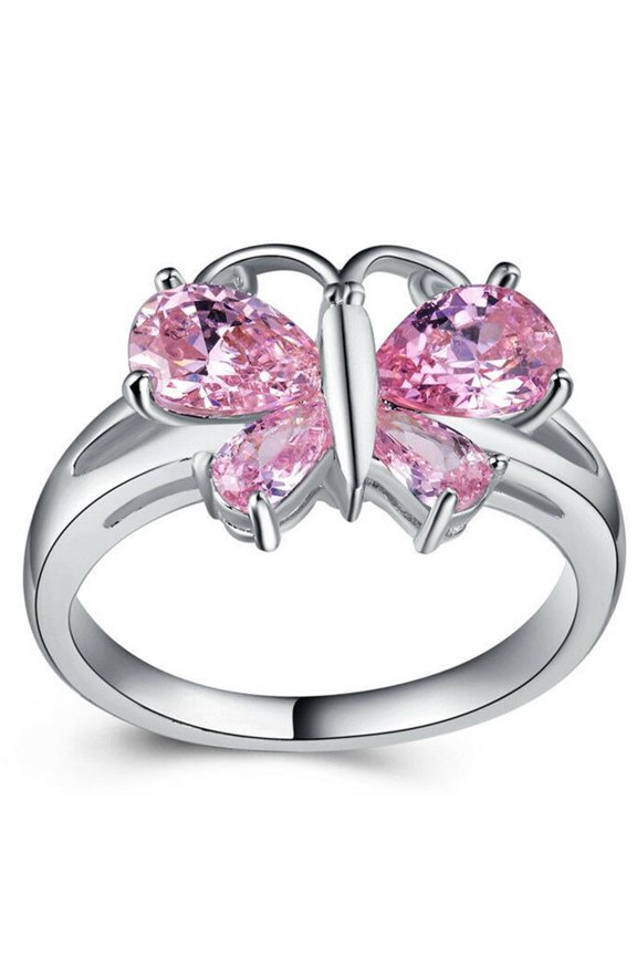 DESIGNICE Sterling Silver Rings,Exquisite Detailing Simple Yet Stunning for Women,Pink,Combination1