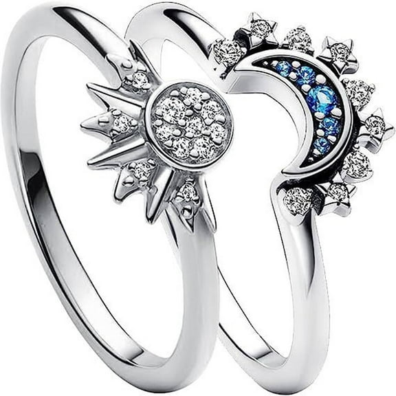 DESIGNIC Sterling Silver Rings ,Fashionable Rings for Women,Exquisite Rings,Silver,Combination1,