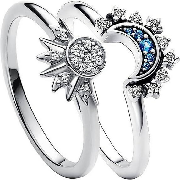 DESIGNIC Sterling Silver Rings ,Fashionable Rings for Women,Exquisite Rings,Silver,Combination1,