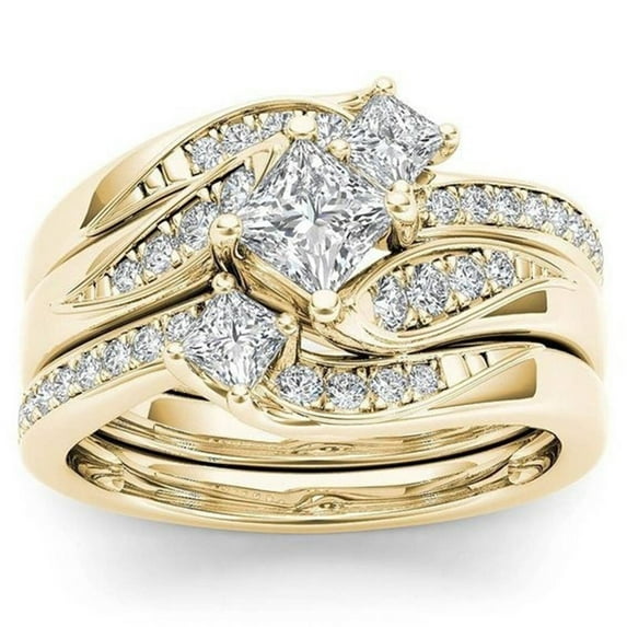 DESIGNIC Sterling Silver Rings ,Perfect for Any Mood Jewelry Rings,Subtle Yet Striking Rings for Women,Gold,Combination1,