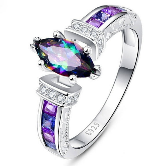 DESIGNIC Sterling Silver Rings ,Vintage Charm Jewelry Rings,Exquisite Materials Rings for Women,Combination1