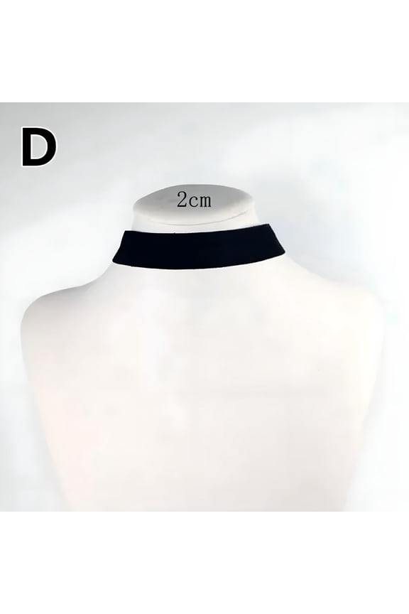 0.6MM-5MM Black Velvet Choker Necklace Goth Gothic Grunge Retro Chain Jewelry-2cm