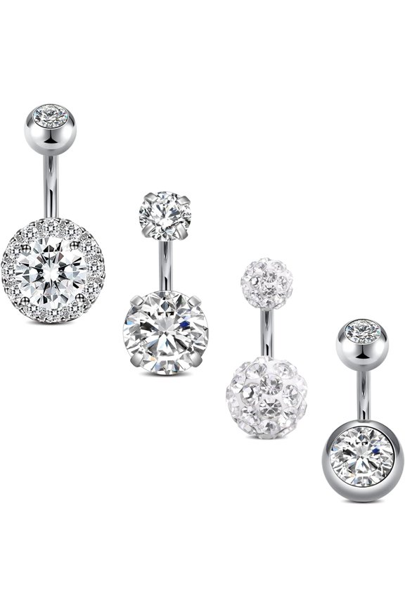 1/4 Inch Short Belly Button Rings 14G 6Mm Stainless Steel Short Belly Navel Button Rings for Women Men