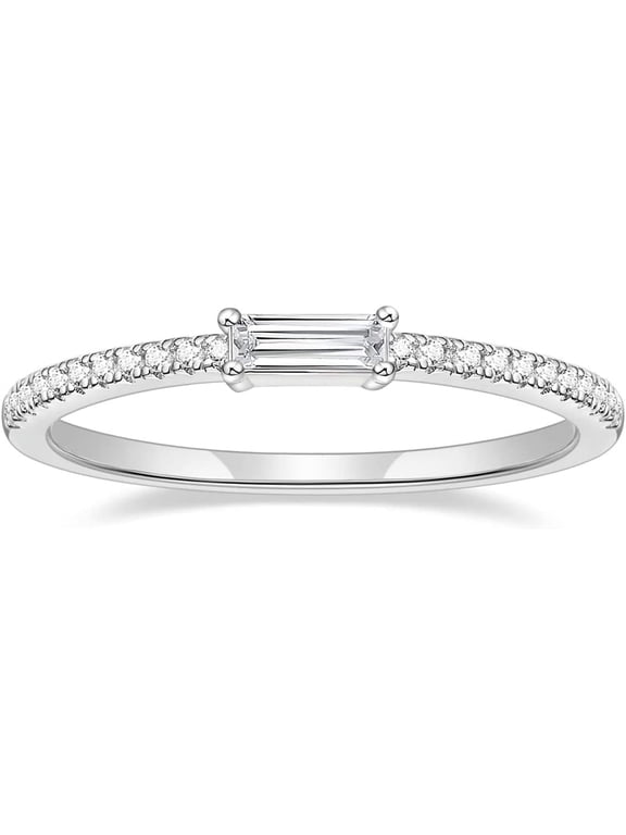 1.5mm Eternity Ring Baguette Cubic Zirconia Anniversary Ring CZ Pave Wedding Band for Women Size 3-12