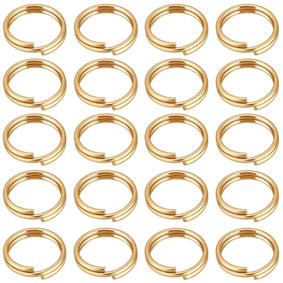 DESIGNICE 1 Box 200Pcs Double Loop Jump Rings 18K Gold Plated 304 Stainless Steel 6Mm Open Jump Rings Split Round Rings for Diy Bracelet Necklace Keychains Crafts Jewelry Making
