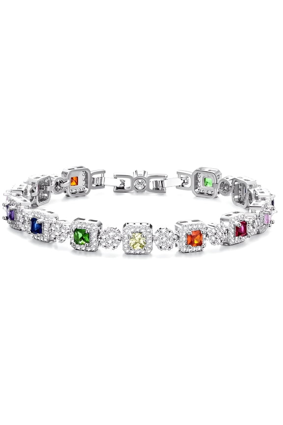 1 Carat 9 Kinds Diamond Bracelet, Platinum Overlay for Female