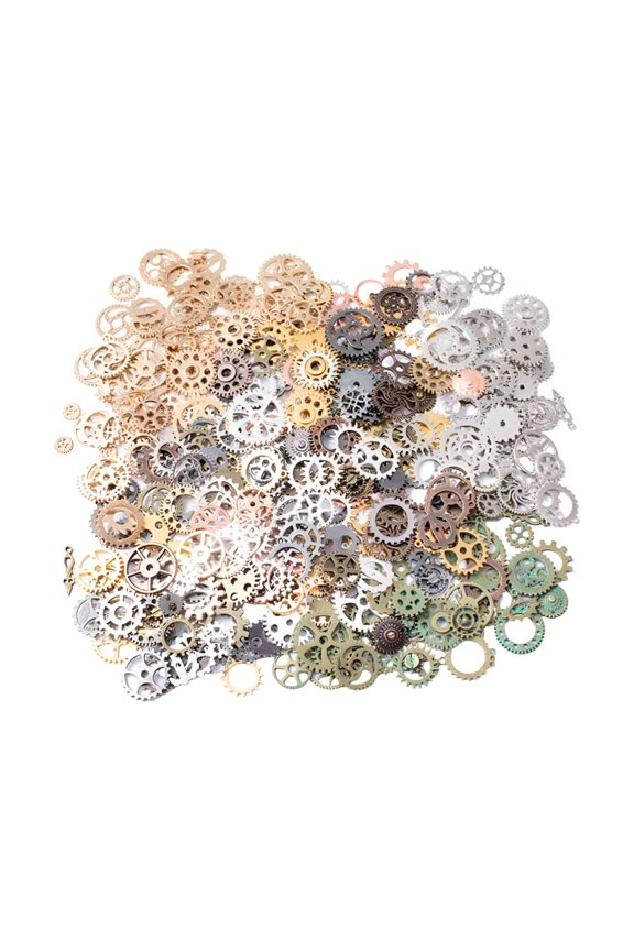 1 Pack/100g Vintage Steampunk Alloy Pendant Simple Gear Craft Decor DIY Jewelry Accessories Hanging Ornament for Men Women Necklace Bracelet (Mixed Style)