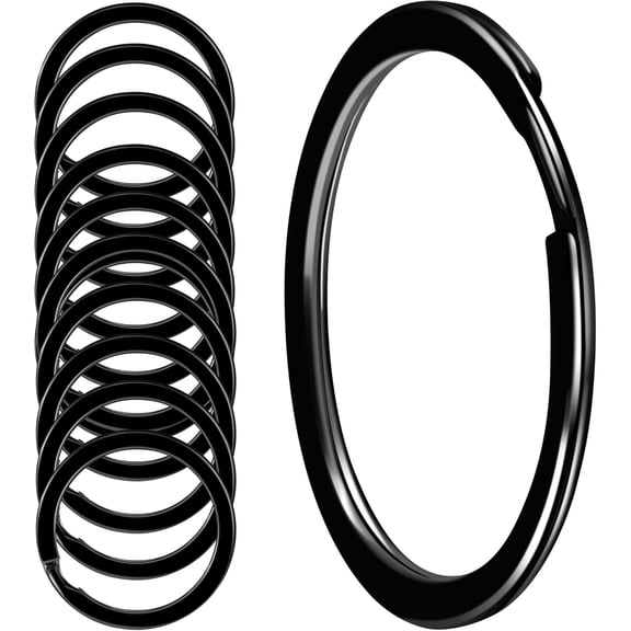 DESIGNICE 1 Pack Heavy Duty Key Rings, Stainless Steel Round Split Rings for Car Keys, Office, Dog Tags, and Daily Organization, Black