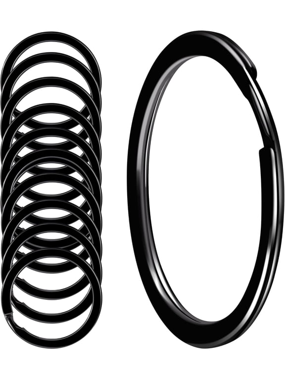 1 Pack Heavy Duty Key Rings, Stainless Steel Round Split Rings for Car Keys, Office, Dog Tags, and Daily Organization, Black