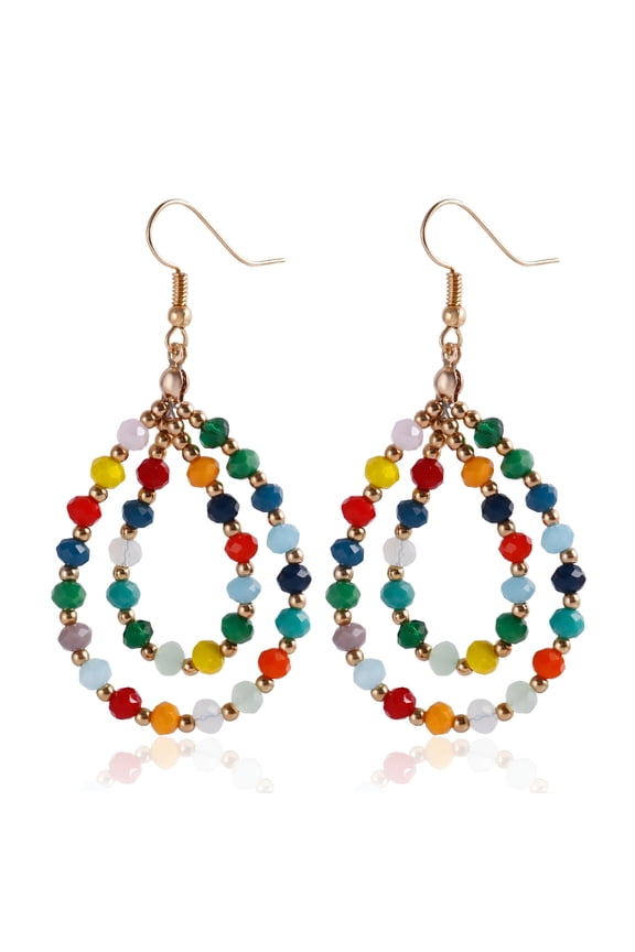 1 Pair Crystals Beads Earrings Beaded Hoops Earrings Decorative Dangle Earrings for Women