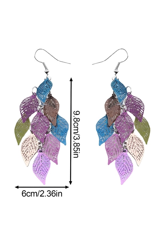 1 Pair Dangle Earrings Long Hanging Metal Drops for Women Lightweight Layered Dangling Leaves