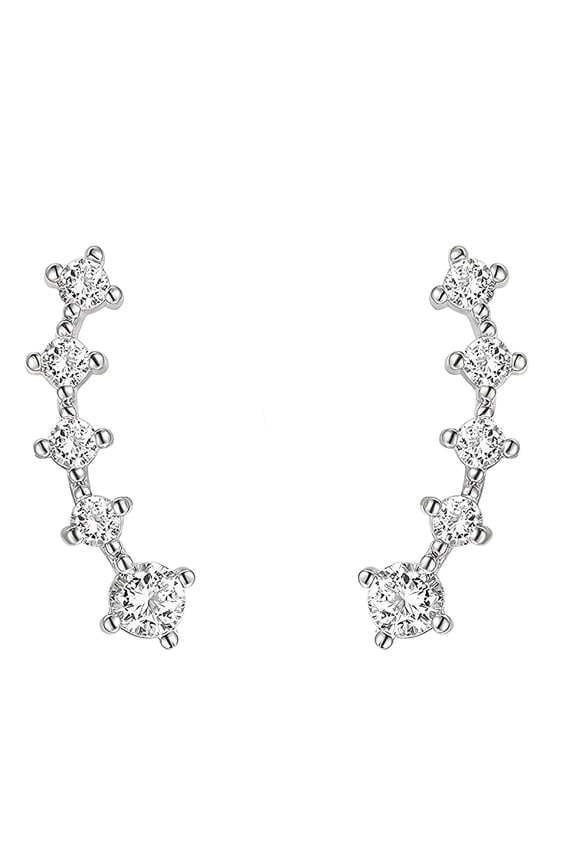 1 Pair Earrings with 14K Gold Plated Sterling Silver Post Crawler Earring Climber Earrings