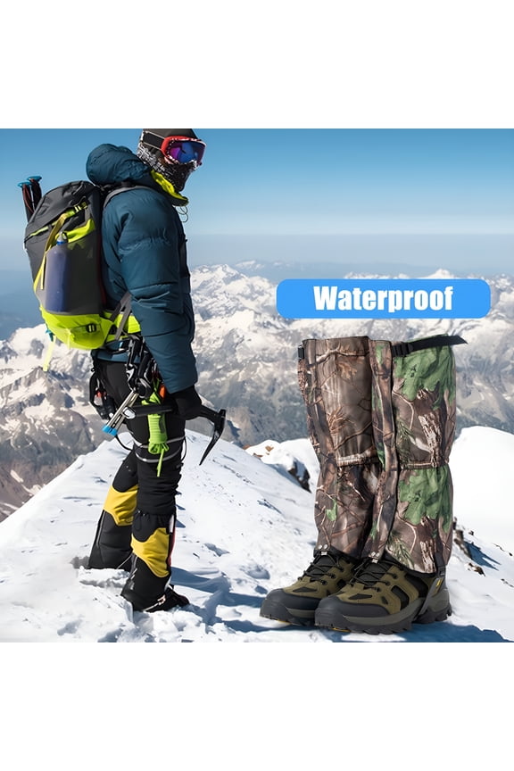 1 Pair Leg Gaiters Breathable Water-Resistant Fastener Tape Design Adjustable Snow Boot Gaiters Leg Guards for Hunting Climbing Camouflage