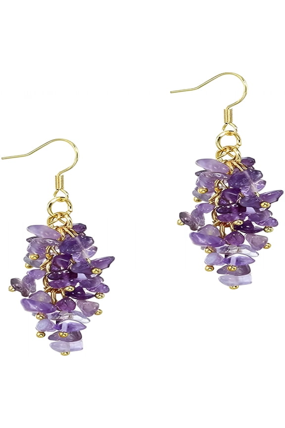 1 Pair Purple Earrings for Women,Unique Irregular Shape Lightweight Long Dangle Hook Earrings,Bohemian Fashion Jewelry for Daily Wear