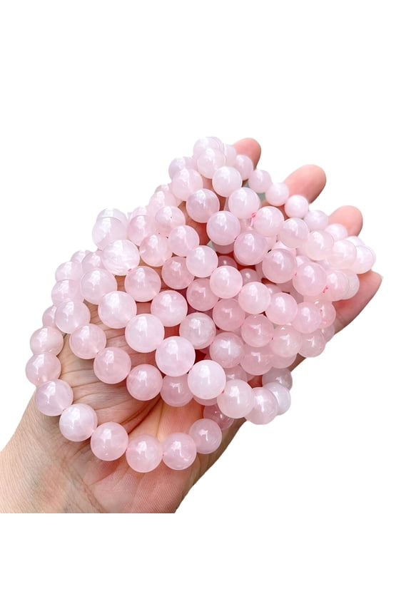 1 Pcs Stretch Elastic Natural Rose Quartz Stone Beaded Bracelet for Women Rose Quartz Bracelet