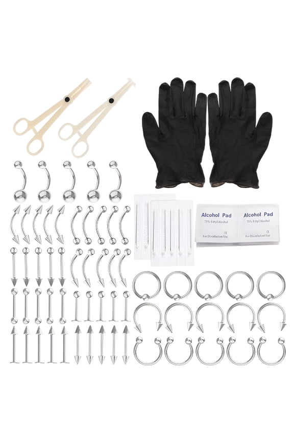 1 Set Body Piercing Jewelry Kits Ear Eyebrow Navel Nose Piercing Bars Assorted Piercing Kit