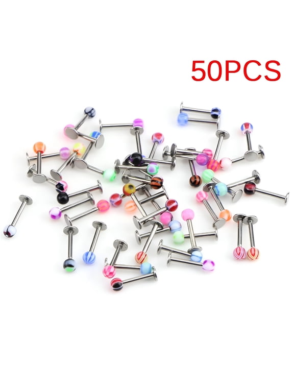 10/30/50Pcs/Pack 16G Ball Lip Rings Labret Bars Stainless Steel Stud Body Piercing