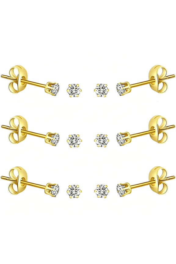 10 Pairs Tiny Womens Surgical Stainless Steel Clear Cubic Zirconia Stud Earrings, Hypoallergenic 316L Earrings Set
