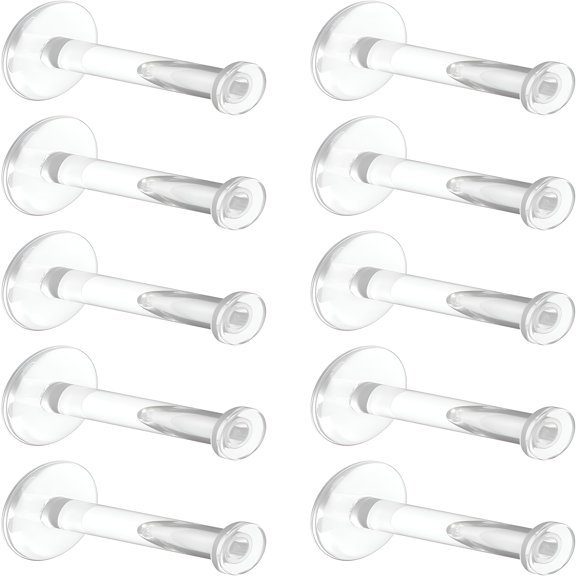DESIGNICE 10 Pcs Clear Labret Retainers, Bioflex Plastic Studs
