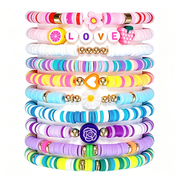 DESIGNICE 10 Pcs Kids Friendship Bracelets for Teen Girls Women Little Girl Jewelry Colorful Clay Bead Bracelet Set Cute&Playful Kids Jewelry Beach Style Jewelry Gift