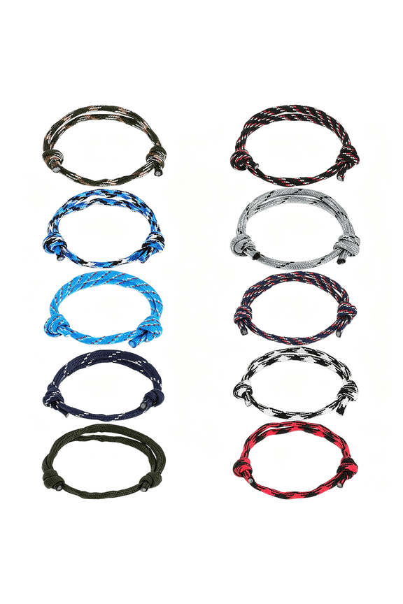 10 Pcs Nautical Braided Rope Bracelet Assorted Colors Braided Rope Bracelet Set Handmade Navy Cord Bracelet Adjustable Wave String Bracelets Friendship Bracelets for Men Women