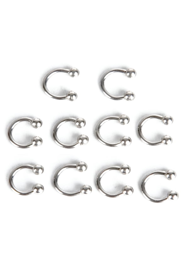10 Pcs Stainless Steel Horseshoe Bar Lip Nose Septum Ear Ring Stud Body Piercing