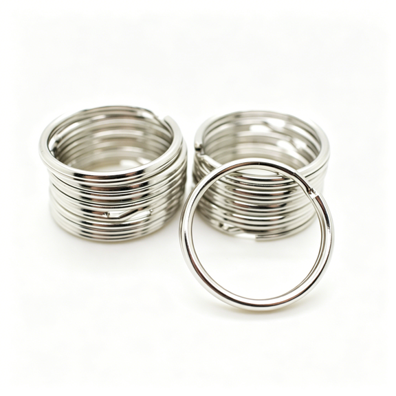 DESIGNICE 100 Pack 1-1/8 Inch (28Mm) Nickel Plated Steel Split Key Rings, Keychain Rings Heavy Duty