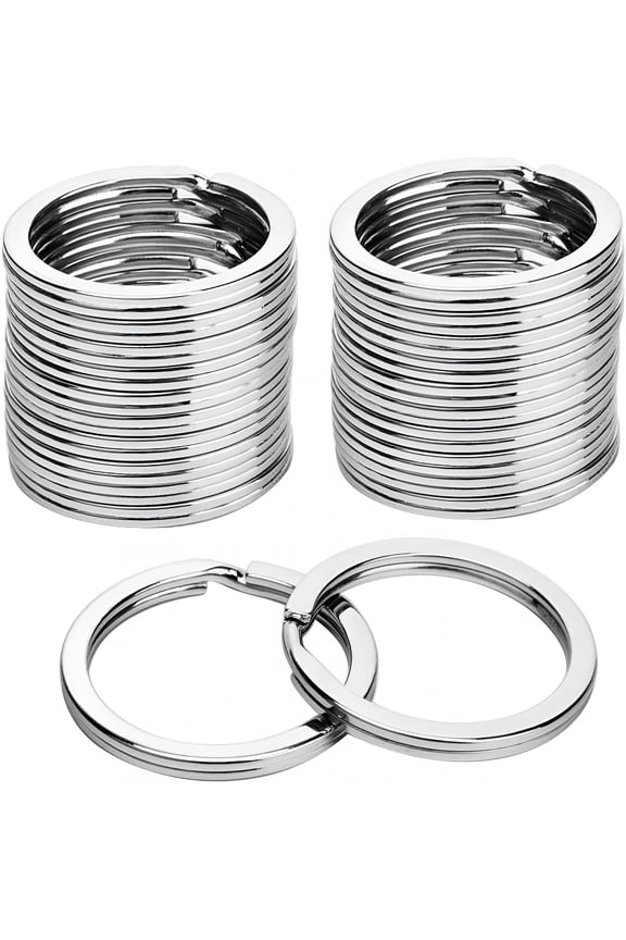 100-Pack 1.2 Inch Metal Key Rings (30Mm) - Silver Split Keychain Rings for Keys,Diy Crafts,Home,Car & Office Accessories - Durable Nickel Flat Keyrings