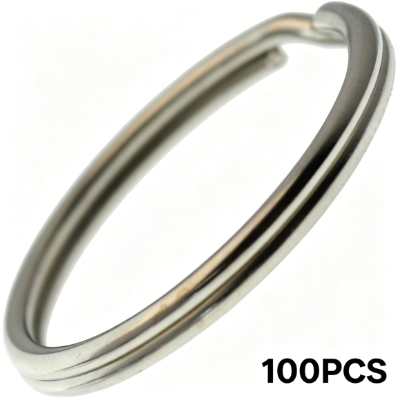 DESIGNICE 100 Pack - Extra Large Key Rings - 1.25 Inch Heat Treated - Heavy Duty Sturdy Metal Split Ring Keychains