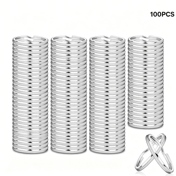 DESIGNICE 100 Pack Keyrings,Split Key Rings Bulk for Keychain and Crafts(1 Inch)