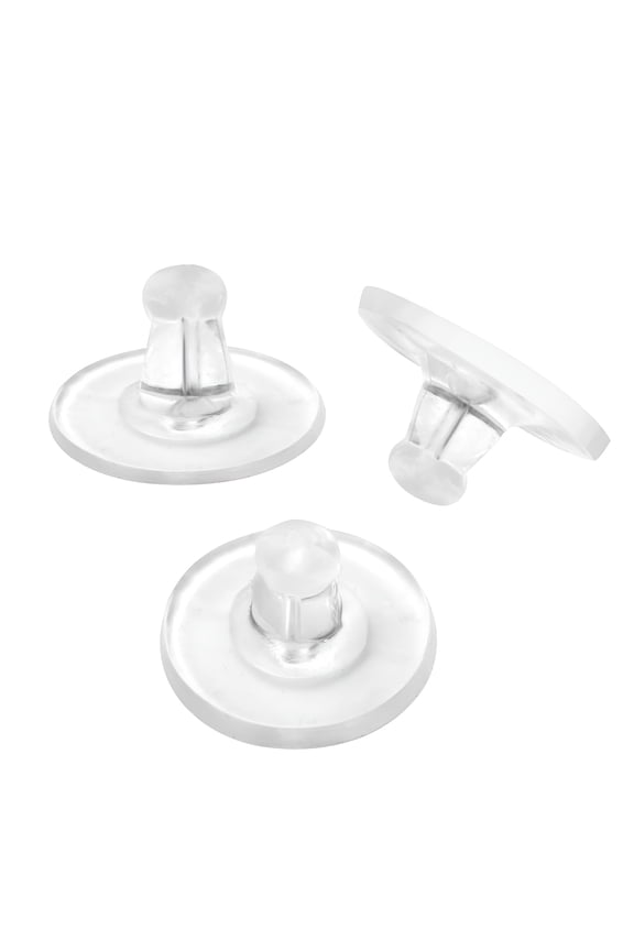 100 Pcs Clear Bullet Clutch Earring Backs with Pad, 50 Pairs Soft Plastic Stud Earring Back Replacements for Droopy Ears and Fishhooks