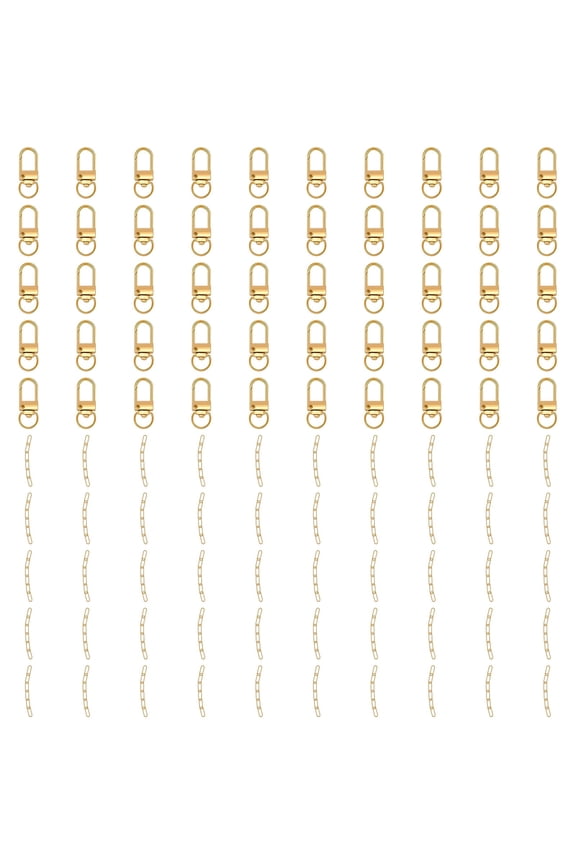 100 Pcs Gold Keychain Making Kit,Including 50 Pcs Key Clasps&50 Pcs Key Chains,360 Swivel Lobster Clasp,Long-Term Metal Key Ring Charms for Diy Crafts,Bag Charm Kit
