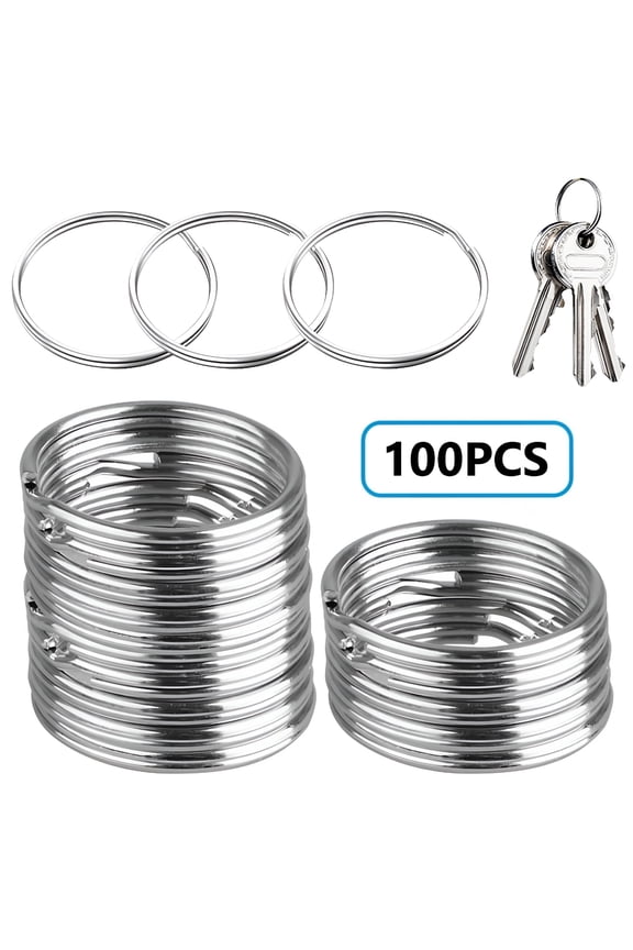 2026 New 100 Pcs Key Rings, Split Bulk Keyrings for Keychain and Crafts for Keys, Crafts, Diy, Bag, Jewelry Small Key Rings (25Mm), Silver