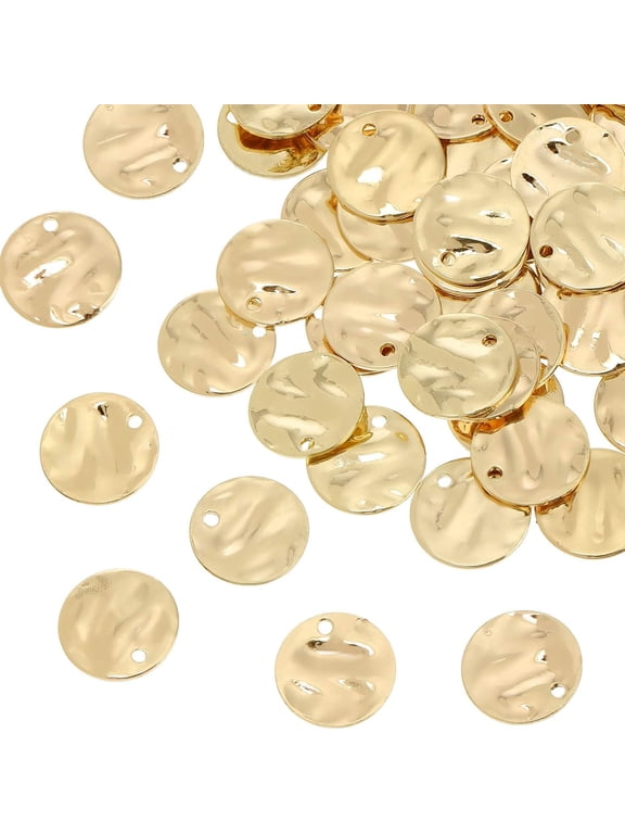 100 Pieces Gold Coin Charms for Jewelry Making,13Mm Gold Stamping Blanks Round Flat Coins Charms for Disc Earring Necklace Bracelet Diy Craft Supplies