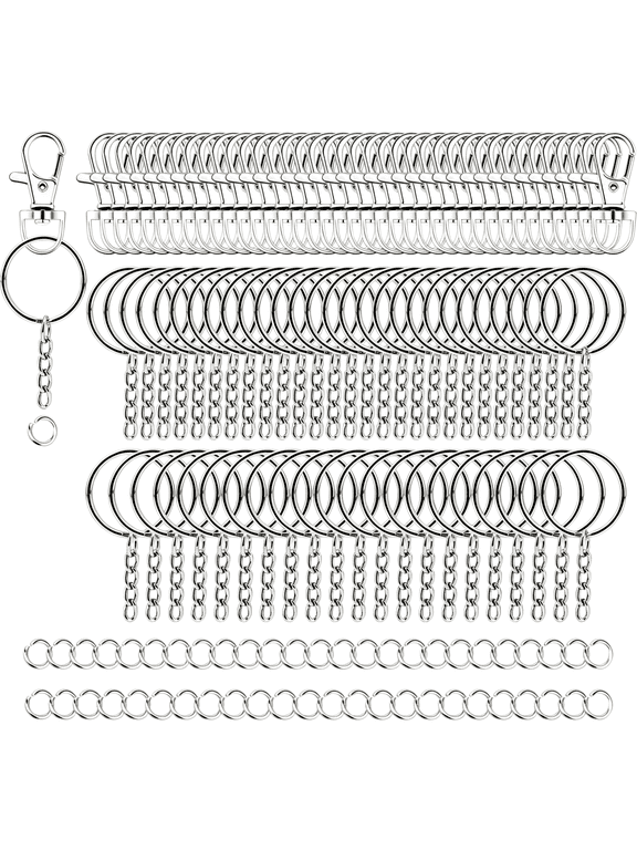 100 Pieces Metal Keychains Keyrings Key Rings with Chain and Jump Rings with Chain and Jump Rings Keychain