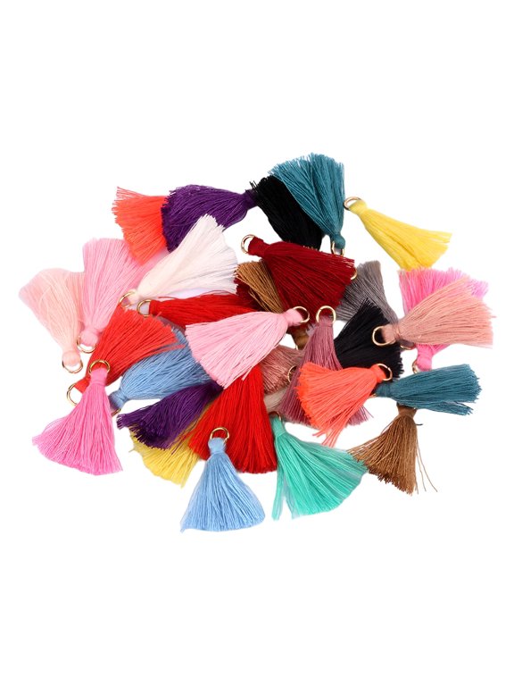 100 Pieces Multi Color Mini Tassels Handmade DIY Silky Tiny Tassels Colorful Keychain Tassel for Earring Keychain Crafts Making