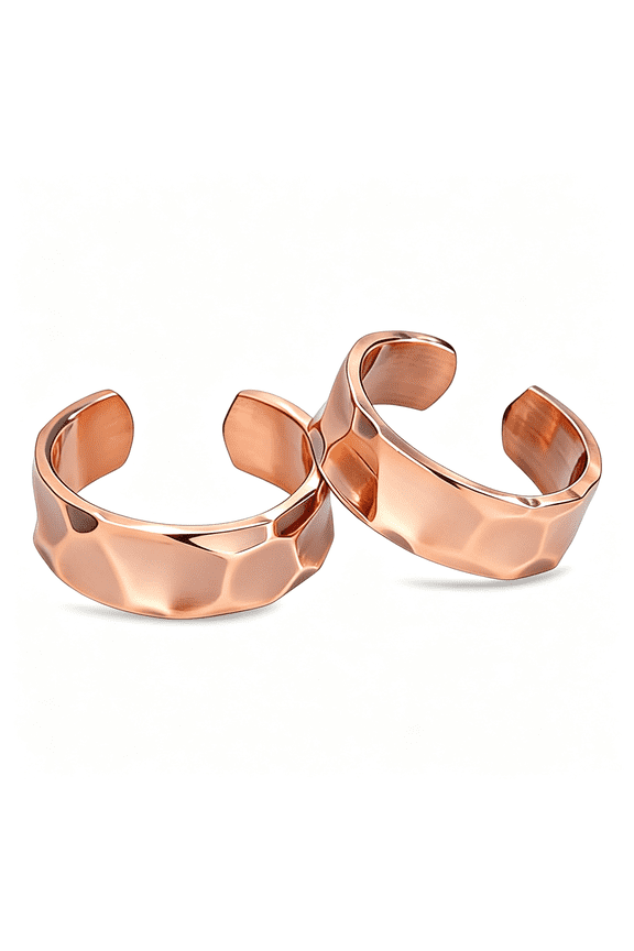 100% Pure Copper Rings for Women & Men (Two-Pack) Solid Raw Copper Uncoated Handmade Adjustable Open-End Tibetan Style Rings Solid Raw Copper Copper Rings for Women