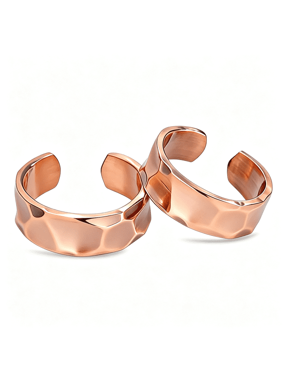 100% Pure Copper Rings for Women & Men (Two-Pack) Solid Raw Copper Uncoated Handmade Adjustable Open-End Tibetan Style Rings Solid Raw Copper Copper Rings for Women