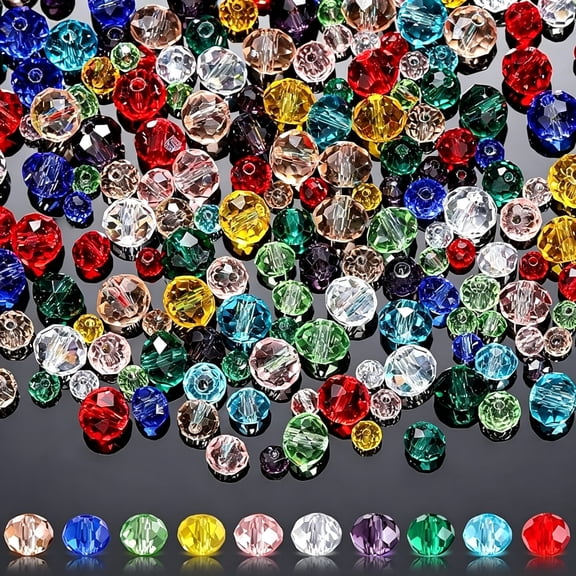 DESIGNICE 1000 Pcs Glass Beads Bulk Assorted Crystal Beads for Jewelry Making Colorful Faceted Briolette for Diy Craft,Jewelry Making,Necklace,Wristband 4 Mm 6 Mm 8 Mm(Fresh Color)