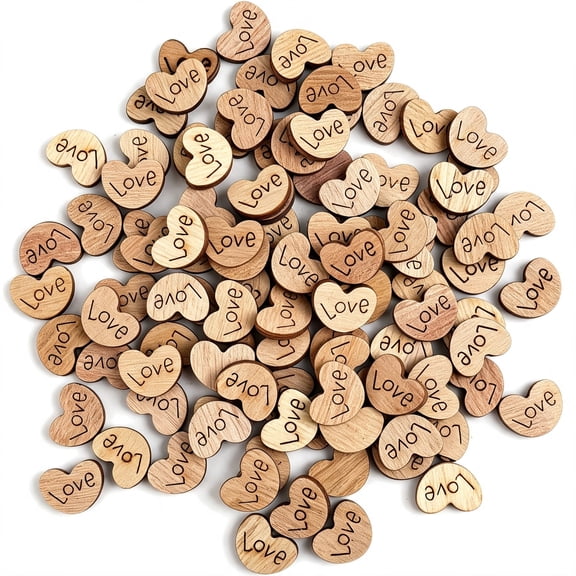 DESIGNICE 1000 Pieces Mini Rustic Wooden Hearts for Craft Project Wedding Table Scatter Decoration Rustic Wooden Hearts for Crafts