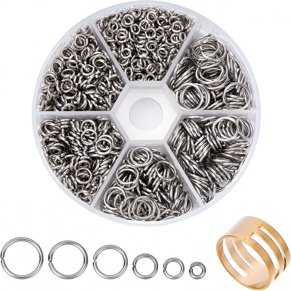 DESIGNICE 1000pcs 304 Stainless Steel Jump Rings, 18-Gauge Open Jump Ring 4/5/6/8/9/10mm Connector Rings O Ring Chainmail Rings for Earring Bracelet Necklace Jewelry Keychain DIY Craft Making