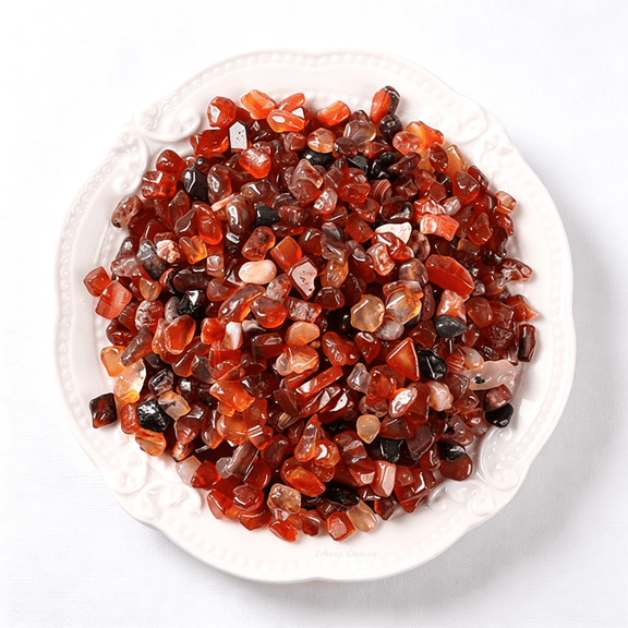 DESIGNICE 100G Natural Carnelian Crystal Chips 7-9Mm Tumbled Stones|Small Crushed Crystal Stone,Polished Crystals Chips for Fish Tank,Healing Tumbled Rocks for Reiki Jewelry Making Home Dcor