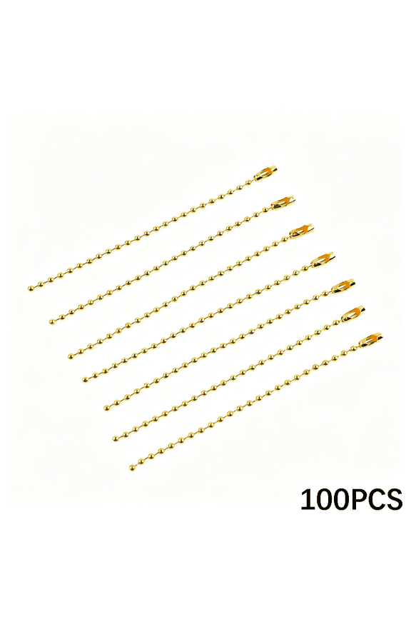100Pcs Ball Beads Chain, Metal Hanging Chains 4.72 Inch Ball Chain Keychains with Connectors for Hanging Keychain Decoration(Gold) Metal Hanging Chains Gold Keychain
