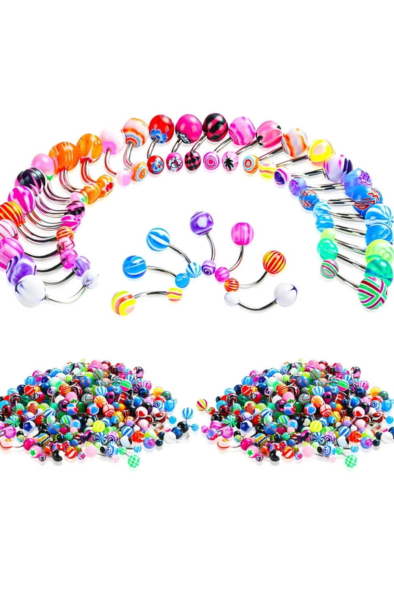 100Pcs Belly Button Ring,Unique Personalized Waist Chain Belly Rings,Exquisite Piercing Jewelry Belly Button Piercing,Mixing