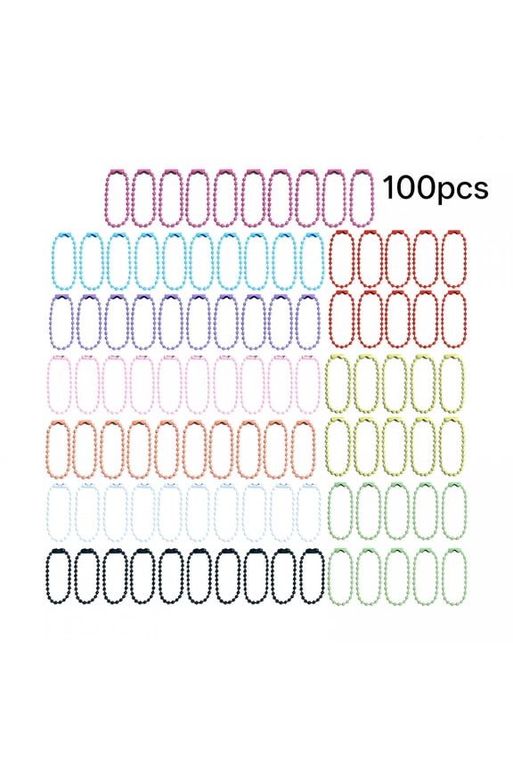100Pcs Colorful Beaded Chains Metal Ball Beads Chain Keychains for Diy Crafts Beaded Keychain