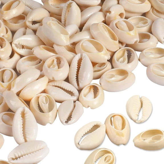 DESIGNICE 100Pcs Cowrie Shell Beads,Natural Shell Bead for Jewelry Making & Hair | White Natural Spiral Shell Bead,0.39-0.52,Summer Beach Cowrie Shells for Diy Craft Bracelets,Necklaces,Anklets