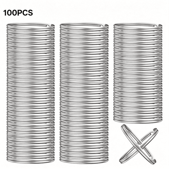DESIGNICE 100Pcs Key Rings Bulk,Split Key Rings,Keychain Rings and Crafts 1 Inch,Key Rings Bulk(25Mm)